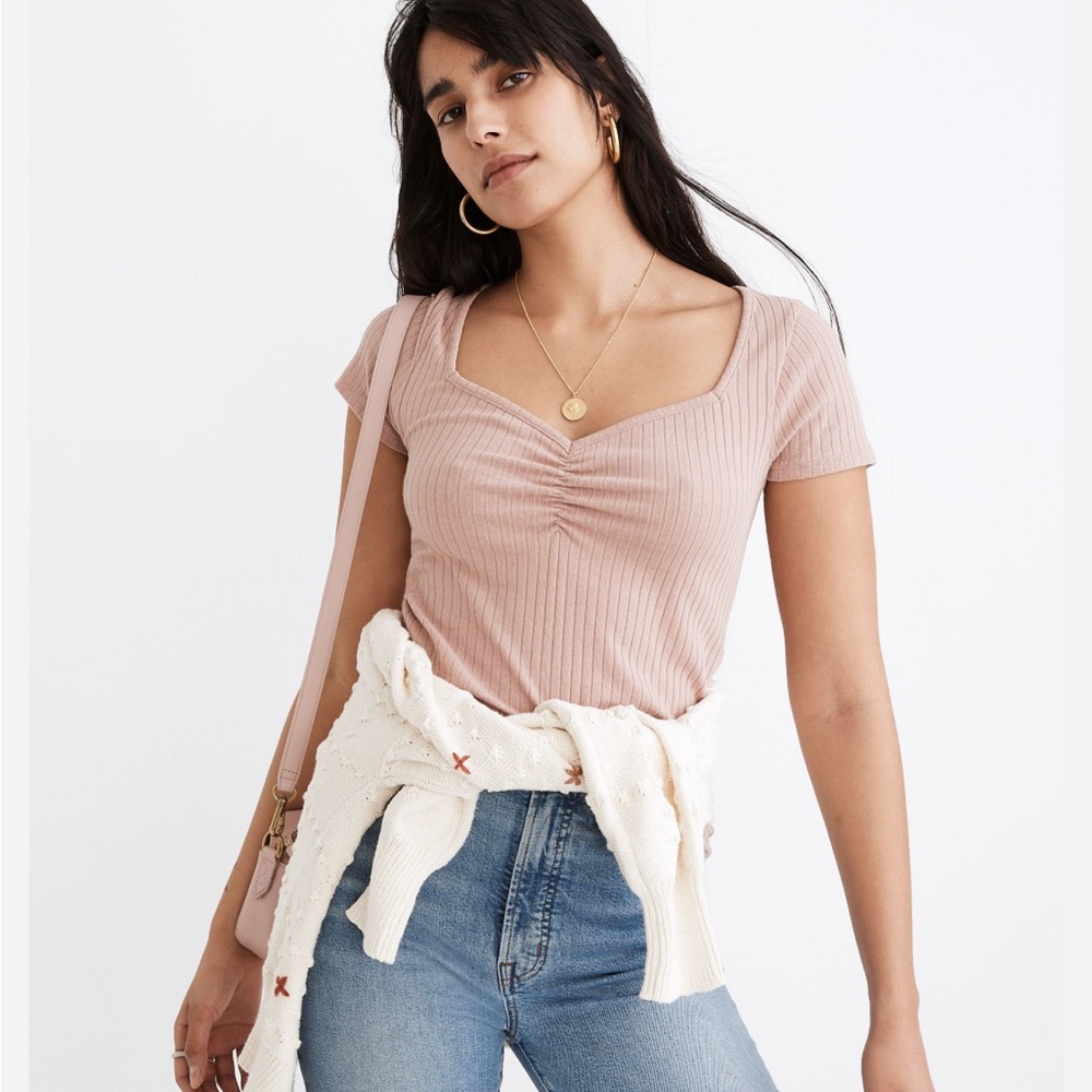 Madewell Dusty Rose Ribbed Tee